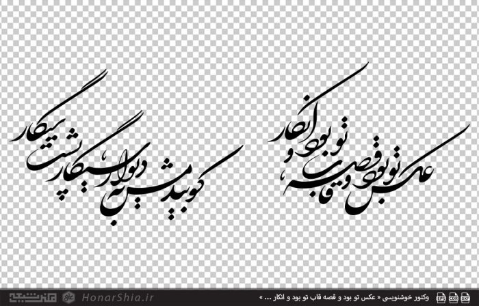 وکتور خوشنویسی « عکس تو بود و قصه قاب تو بود و انکار … »